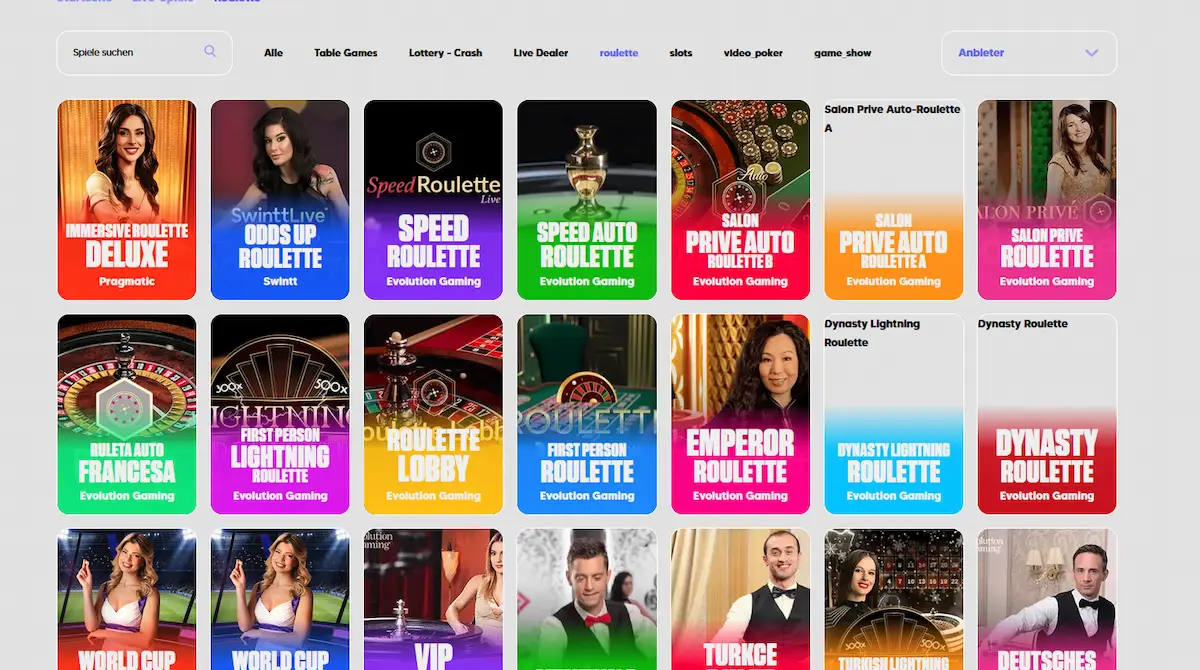 Live-Roulette-Tisch im Angebot von MrWest Casino